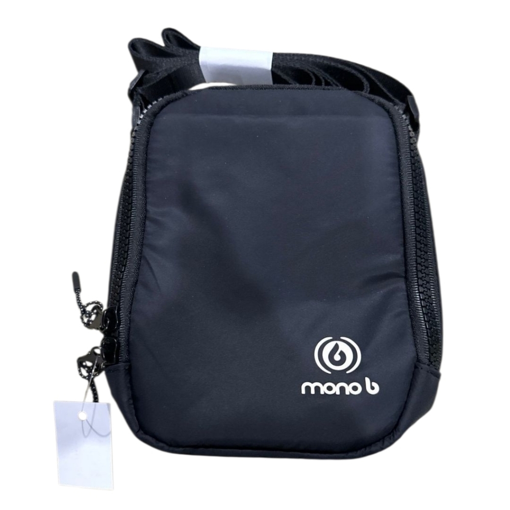 Mono B Nylon Zip Around Crossbody Bag Pockets Unisex Easy Clean Travel Black
